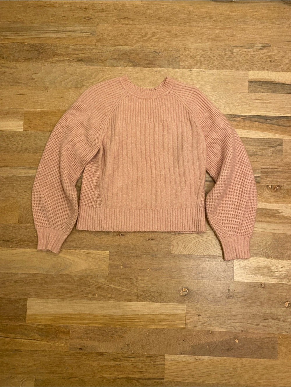 Athleta Blush Pink Rib & Textured Knit Crew Sweater